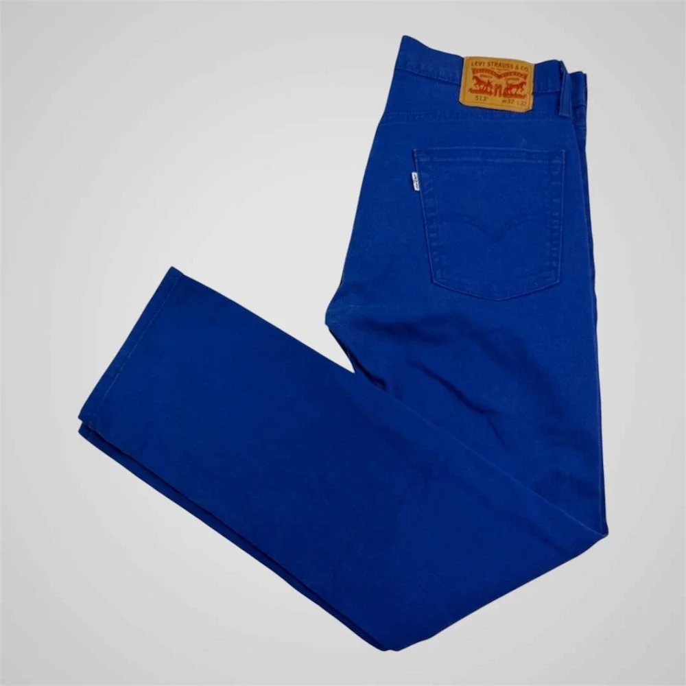 Levis 513‎ Slim Straight Jeans Mens 32x32 Vibrant Blue Stretch Denim Pants